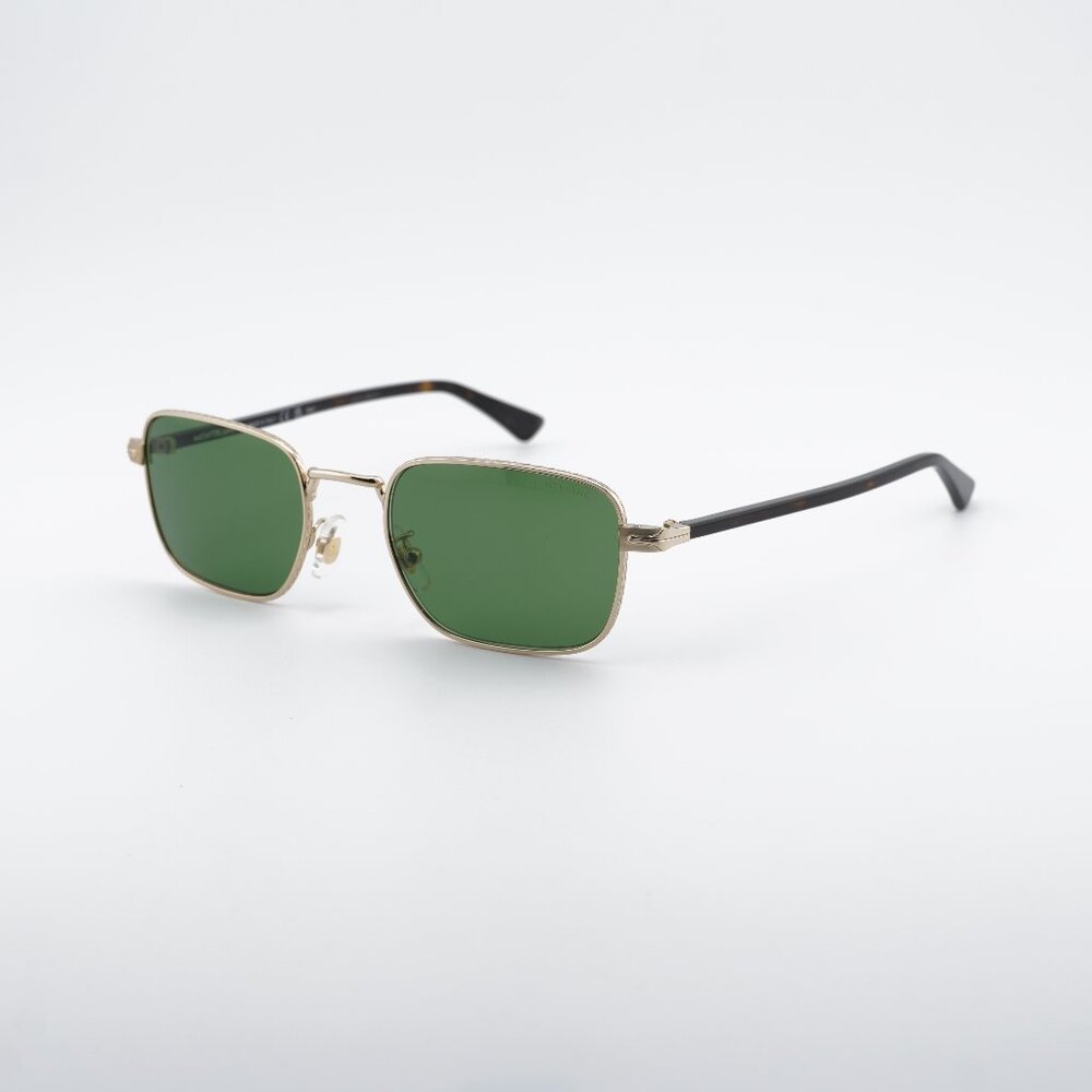 Montblanc MB0339S 002 Sunglasses Havana/Gold Square Frame, Green Lenses